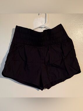 Dip Black Smocked High-Waist Athletic Shorts